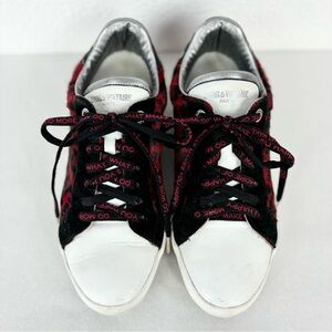 {Zadig & Voltaire} Leo Red Animal Print Pony Hair Sneakers, Size 41